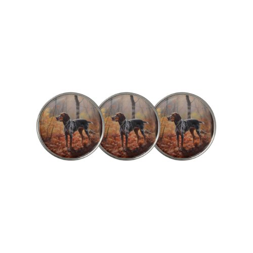 Bluetick Coonhound in Autumn Leaves Fall Inspire Golf Ball Marker