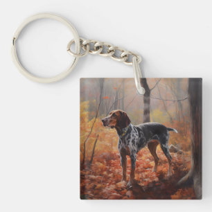 Bluetick Coonhound in Autumn Leaves Fall Inspire Keychain