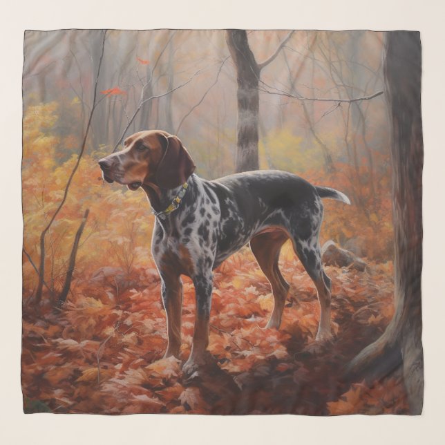 Bluetick Coonhound in Autumn Leaves Fall Inspire Scarf (Front)
