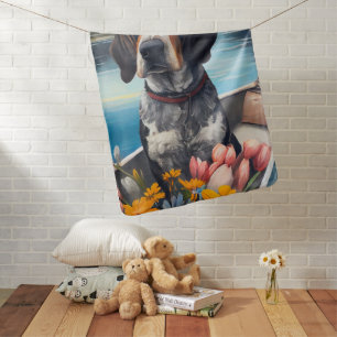 Bluetick Coonhound on a Paddle: A Scenic Adventure Baby Blanket