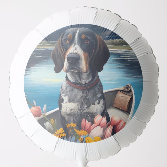Bluetick Coonhound on a Paddle: A Scenic Adventure Balloon (Front)
