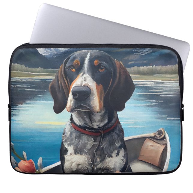 Bluetick Coonhound on a Paddle: A Scenic Adventure Laptop Sleeve (Front)