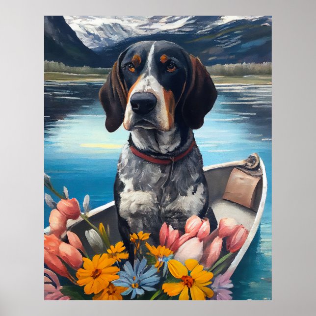 Bluetick Coonhound on a Paddle: A Scenic Adventure Poster (Front)