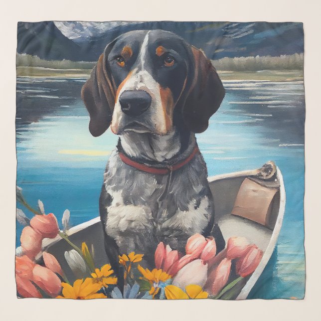 Bluetick Coonhound on a Paddle: A Scenic Adventure Scarf (Front)