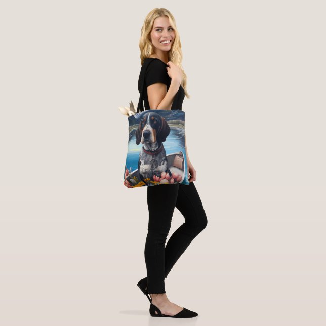 Bluetick Coonhound on a Paddle: A Scenic Adventure Tote Bag (On Model)