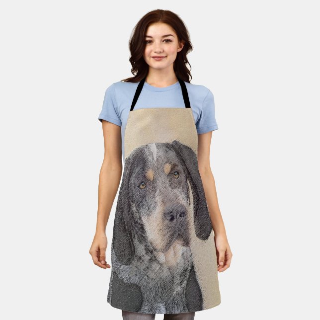 Bluetick Coonhound Painting - Cute Original Dog Ar Apron (Worn)