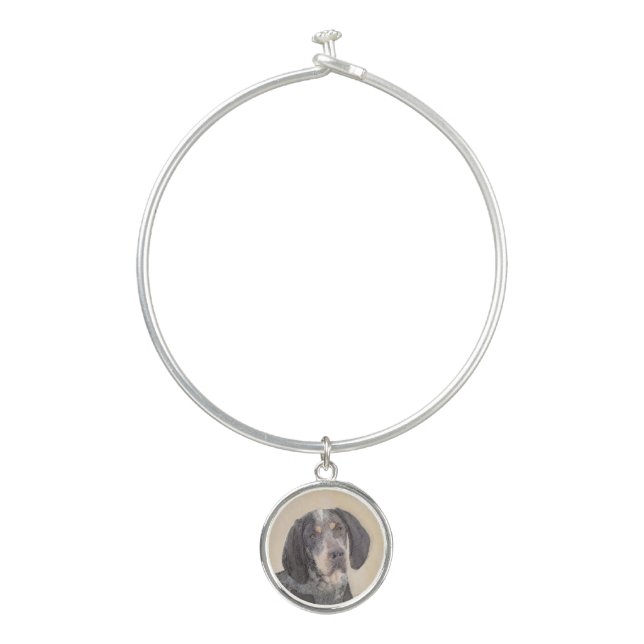 Bluetick Coonhound Painting - Cute Original Dog Ar Bangle Bracelet (Front)
