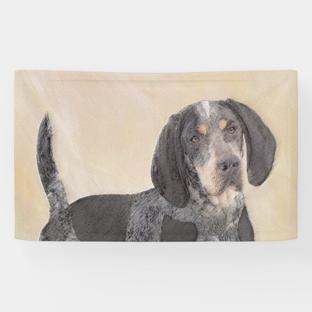 Bluetick Coonhound Painting - Cute Original Dog Ar Banner (Horizontal)