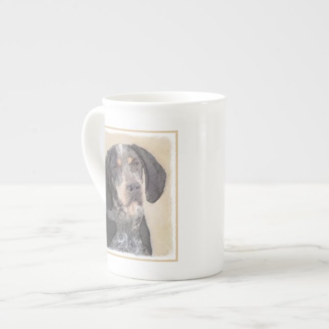 Bluetick Coonhound Painting - Cute Original Dog Ar Bone China Mug (Front Left)