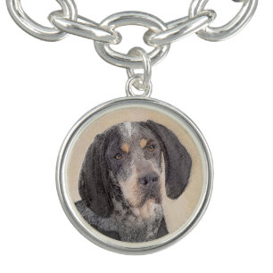Bluetick Coonhound Painting - Cute Original Dog Ar Bracelet