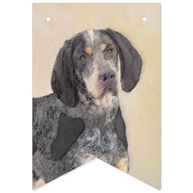 Bluetick Coonhound Painting - Cute Original Dog Ar Bunting Flags (First Flag)