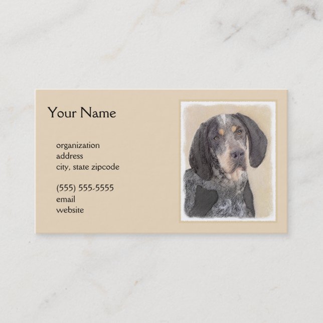Bluetick Coonhound Painting - Cute Original Dog Ar Business Card (Front)