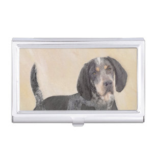 Bluetick Coonhound Painting - Cute Original Dog Ar Business Card Case