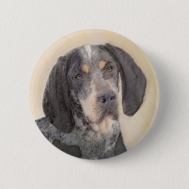 Bluetick Coonhound Painting - Cute Original Dog Ar Button (Front)