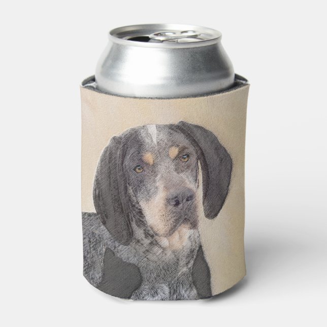 Bluetick Coonhound Painting - Cute Original Dog Ar Can Cooler (Can Front)