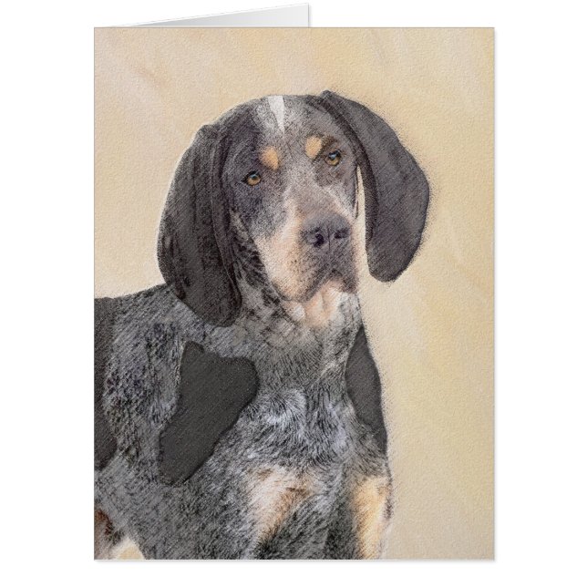 Bluetick Coonhound Painting - Cute Original Dog Ar Card (Front)