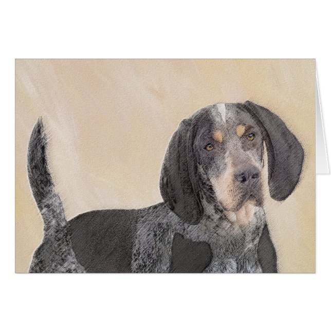 Bluetick Coonhound Painting - Cute Original Dog Ar Cards (Front Horizontal)