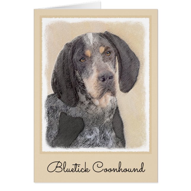 Bluetick Coonhound Painting - Cute Original Dog Ar Cards (Front)