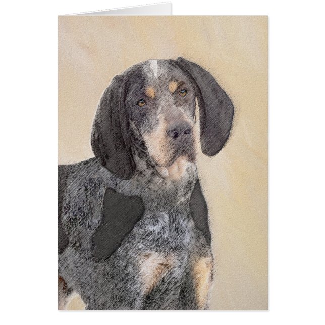 Bluetick Coonhound Painting - Cute Original Dog Ar Cards (Front)