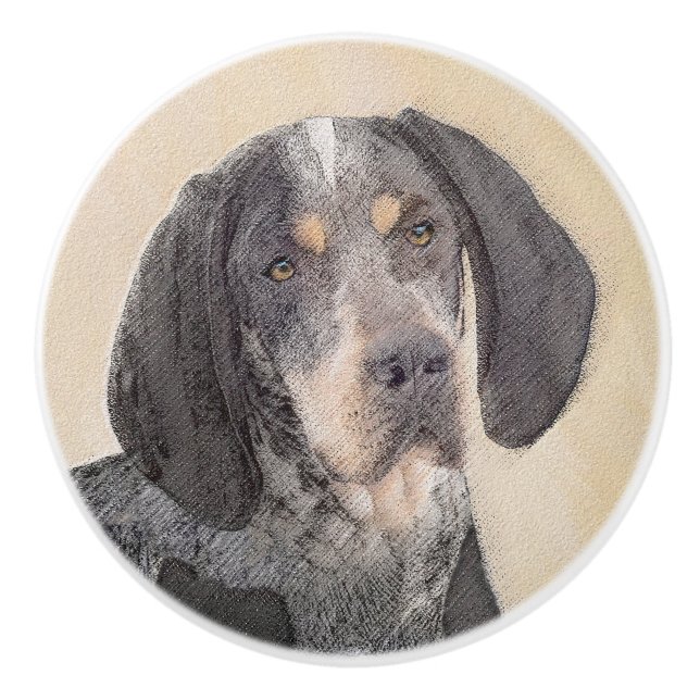 Bluetick Coonhound Painting - Cute Original Dog Ar Ceramic Knob (Front)
