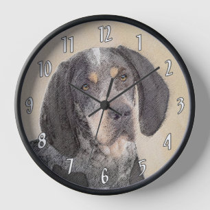 Bluetick Coonhound Painting - Cute Original Dog Ar Clock