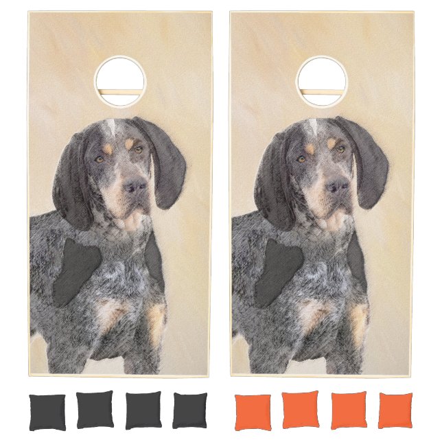 Bluetick Coonhound Painting - Cute Original Dog Ar Cornhole Set (Set)