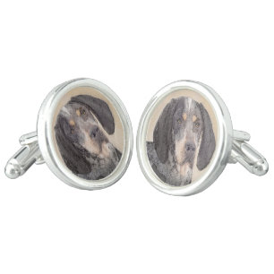 Bluetick Coonhound Painting - Cute Original Dog Ar Cufflinks