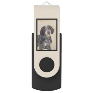 Bluetick Coonhound Painting - Cute Original Dog Ar Flash Drive