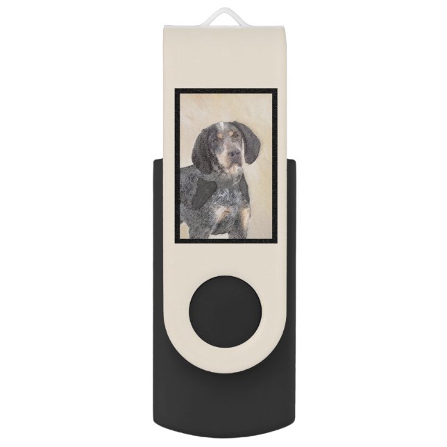 Bluetick Coonhound Painting - Cute Original Dog Ar Flash Drive (Front Vertical)