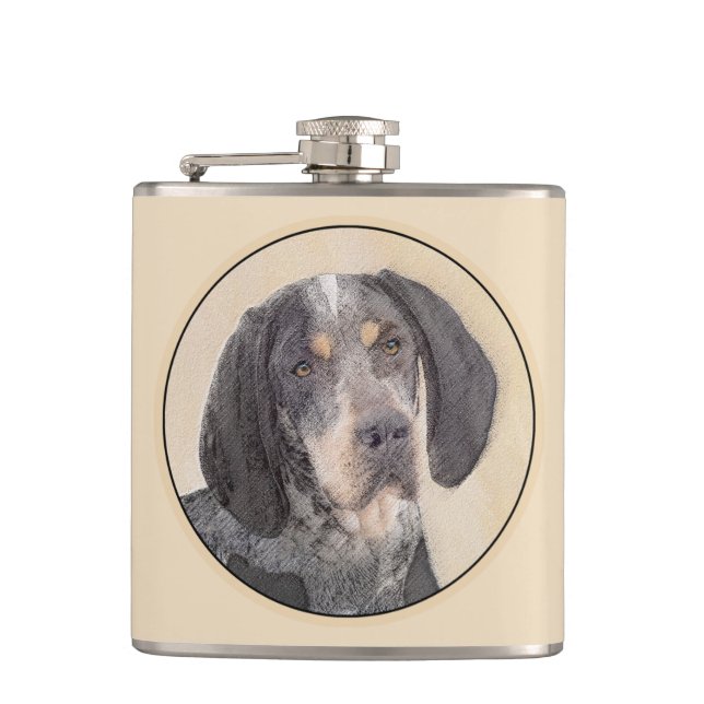 Bluetick Coonhound Painting - Cute Original Dog Ar Flask (Front)