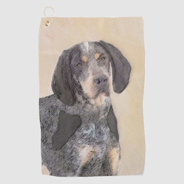 Bluetick Coonhound Painting - Cute Original Dog Ar Golf Towel (Front)