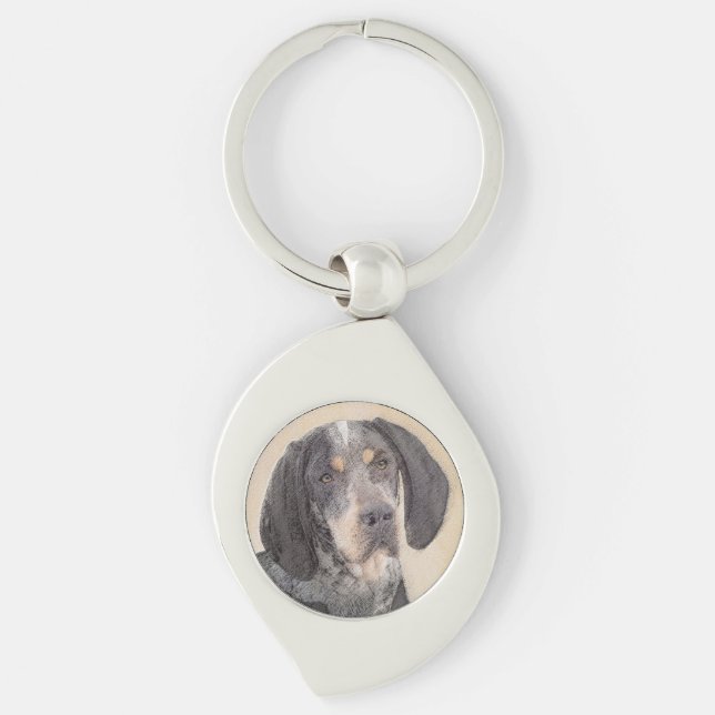 Bluetick Coonhound Painting - Cute Original Dog Ar Keychain (Front)
