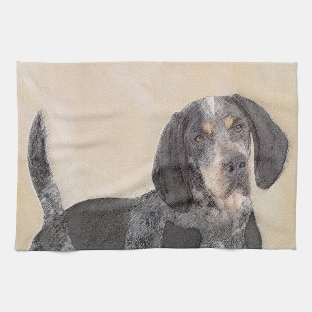 Bluetick Coonhound Painting - Cute Original Dog Ar Kitchen Towel (Horizontal)