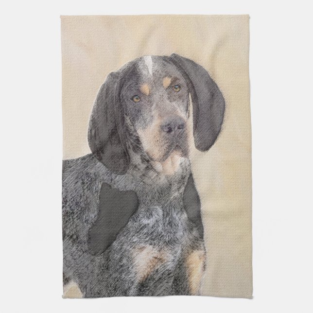 Bluetick Coonhound Painting - Cute Original Dog Ar Kitchen Towel (Vertical)