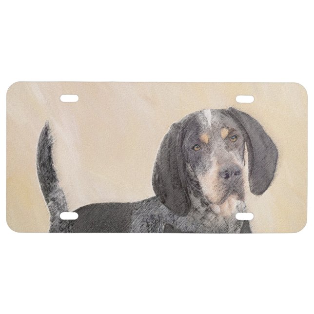 Bluetick Coonhound Painting - Cute Original Dog Ar License Plate (Front)