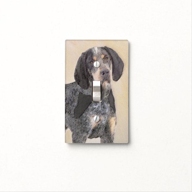 Bluetick Coonhound Painting - Cute Original Dog Ar Light Switch Cover (In Situ)