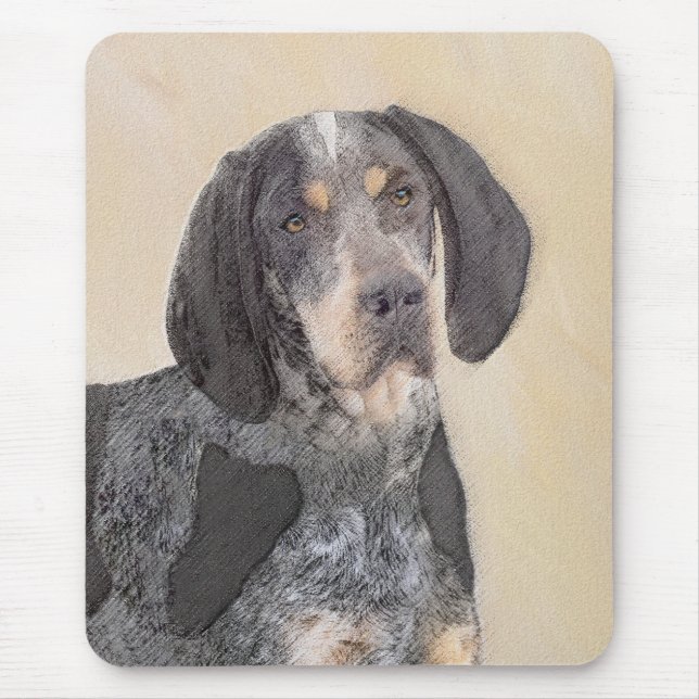 Bluetick Coonhound Painting - Cute Original Dog Ar Mouse Pad (Front)