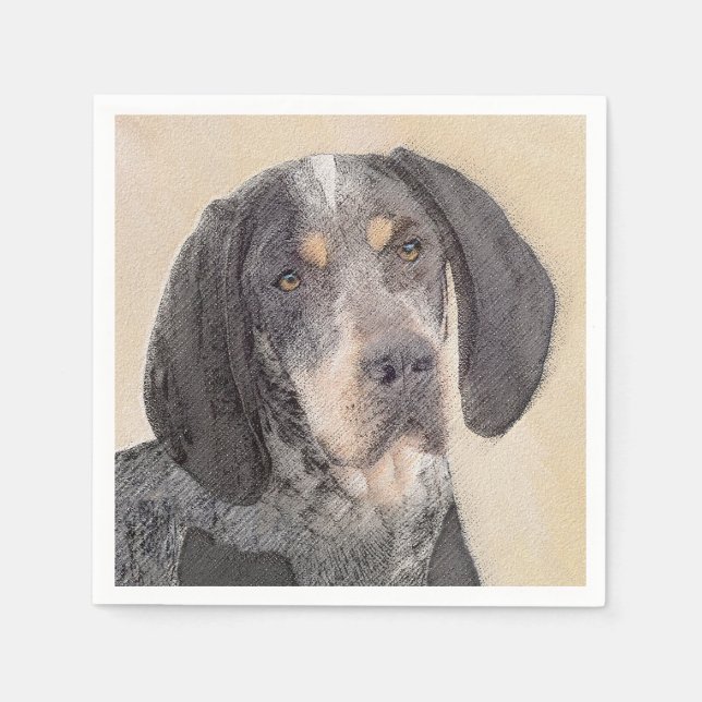 Bluetick Coonhound Painting - Cute Original Dog Ar Napkins (Front)