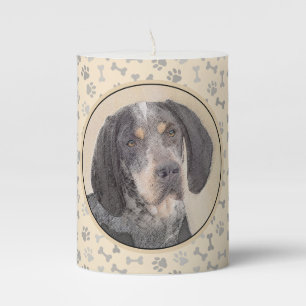 Bluetick Coonhound Painting - Cute Original Dog Ar Pillar Candle