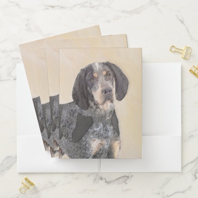 Bluetick Coonhound Painting - Cute Original Dog Ar Pocket Folder (In Situ)