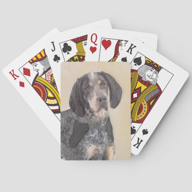 Bluetick Coonhound Painting - Cute Original Dog Ar Poker Cards (Back)