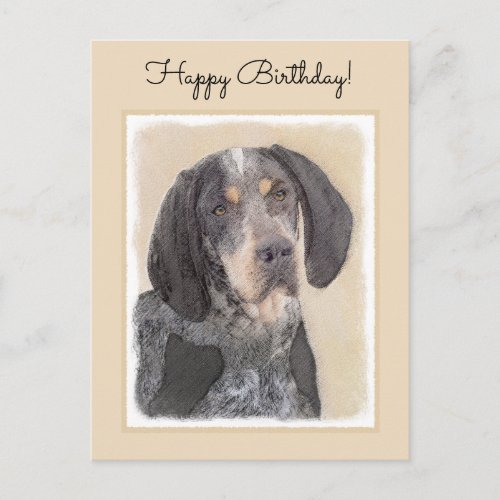 Bluetick Coonhound Painting _ Cute Original Dog Ar Postcard