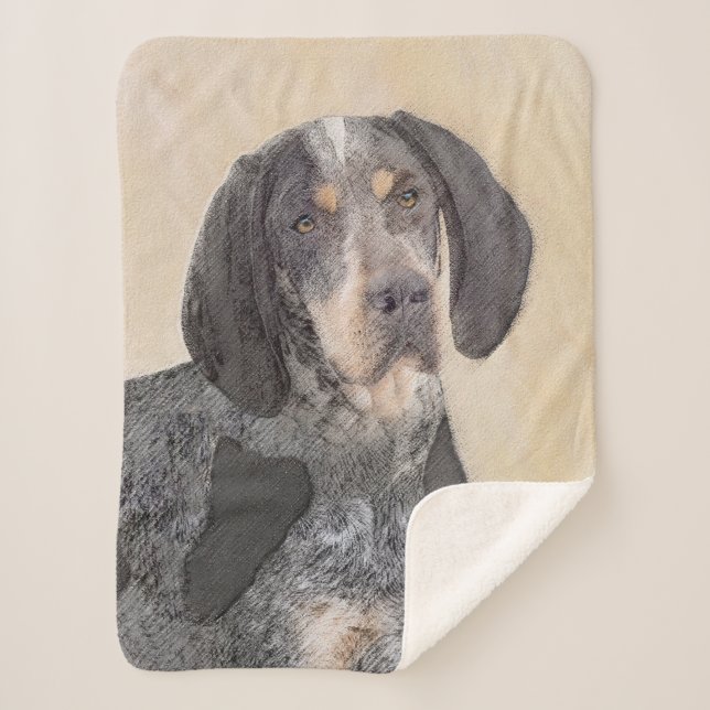 Bluetick Coonhound Painting - Cute Original Dog Ar Sherpa Blanket (Front)