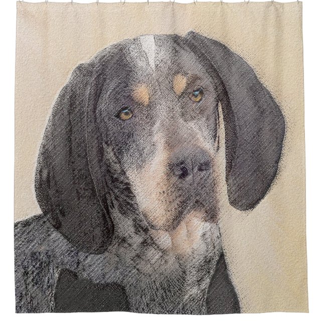 Bluetick Coonhound Painting - Cute Original Dog Ar Shower Curtain (Front)
