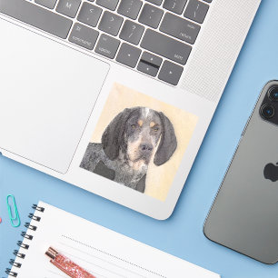 Bluetick Coonhound Painting - Cute Original Dog Ar Sticker