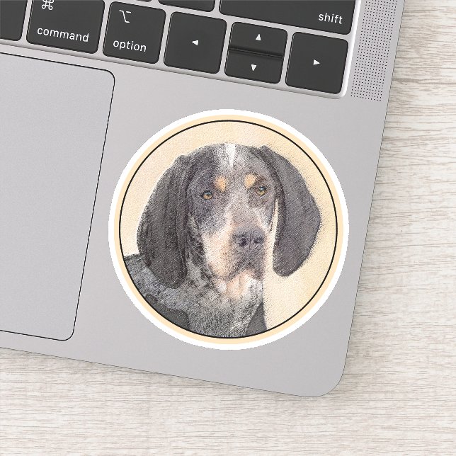 Bluetick Coonhound Painting - Cute Original Dog Ar Sticker (Detail)