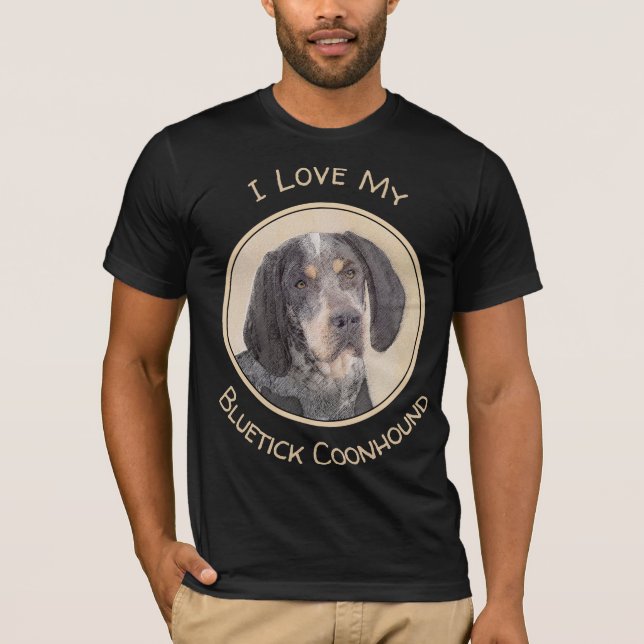 Bluetick Coonhound Painting - Cute Original Dog Ar T-Shirt (Front)
