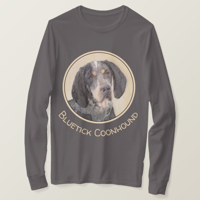 Bluetick Coonhound Painting - Cute Original Dog Ar T-Shirt (Design Front)