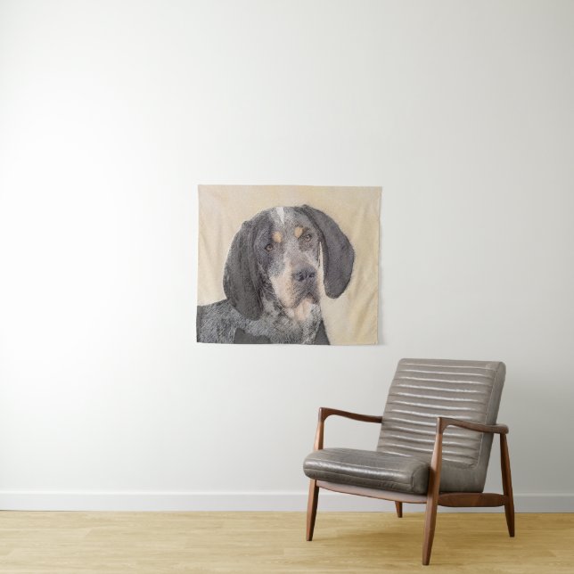 Bluetick Coonhound Painting - Cute Original Dog Ar Tapestry (In Situ (Horizontal))