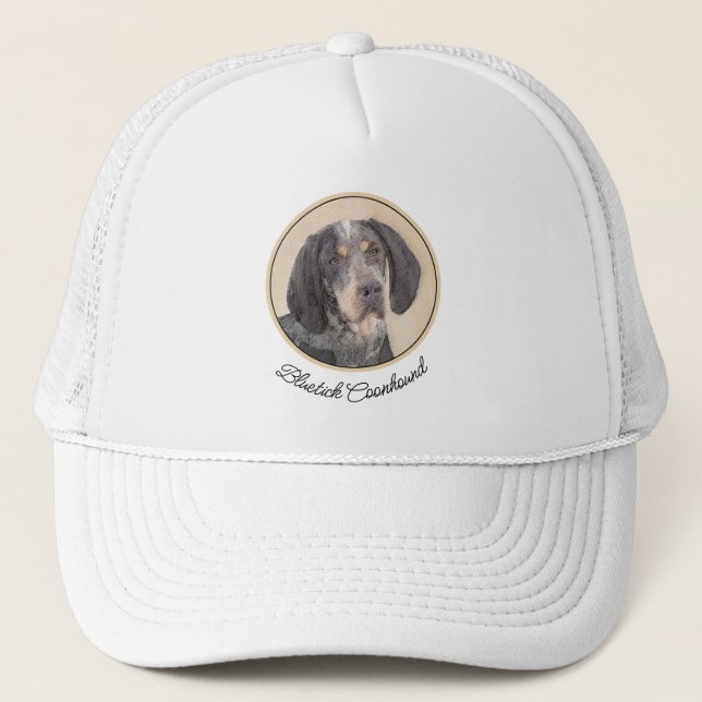 Bluetick Coonhound Painting - Cute Original Dog Ar Trucker Hat (Front)